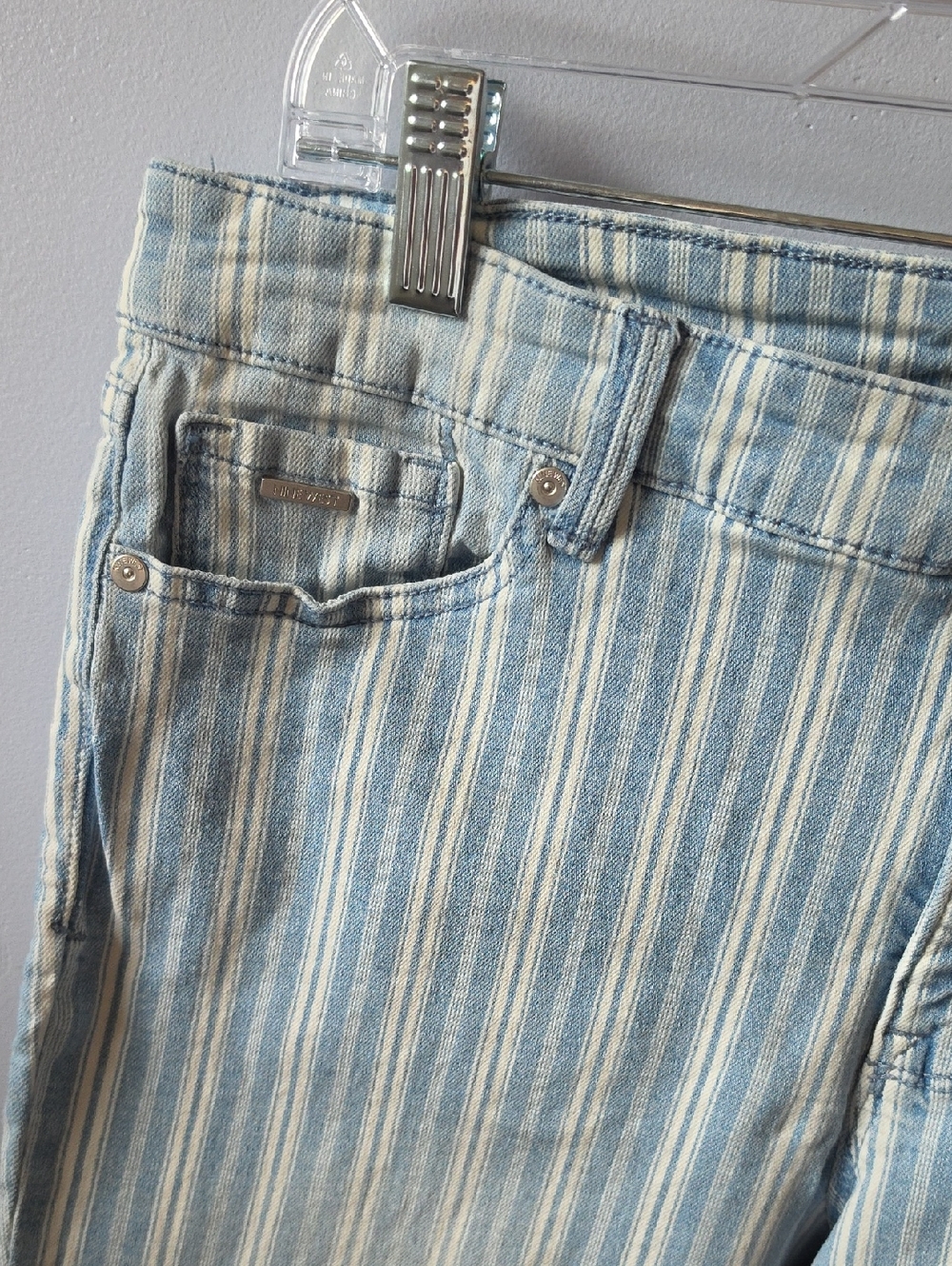 Nine West Blue and White Striped Cropped Jeans Christie Capri